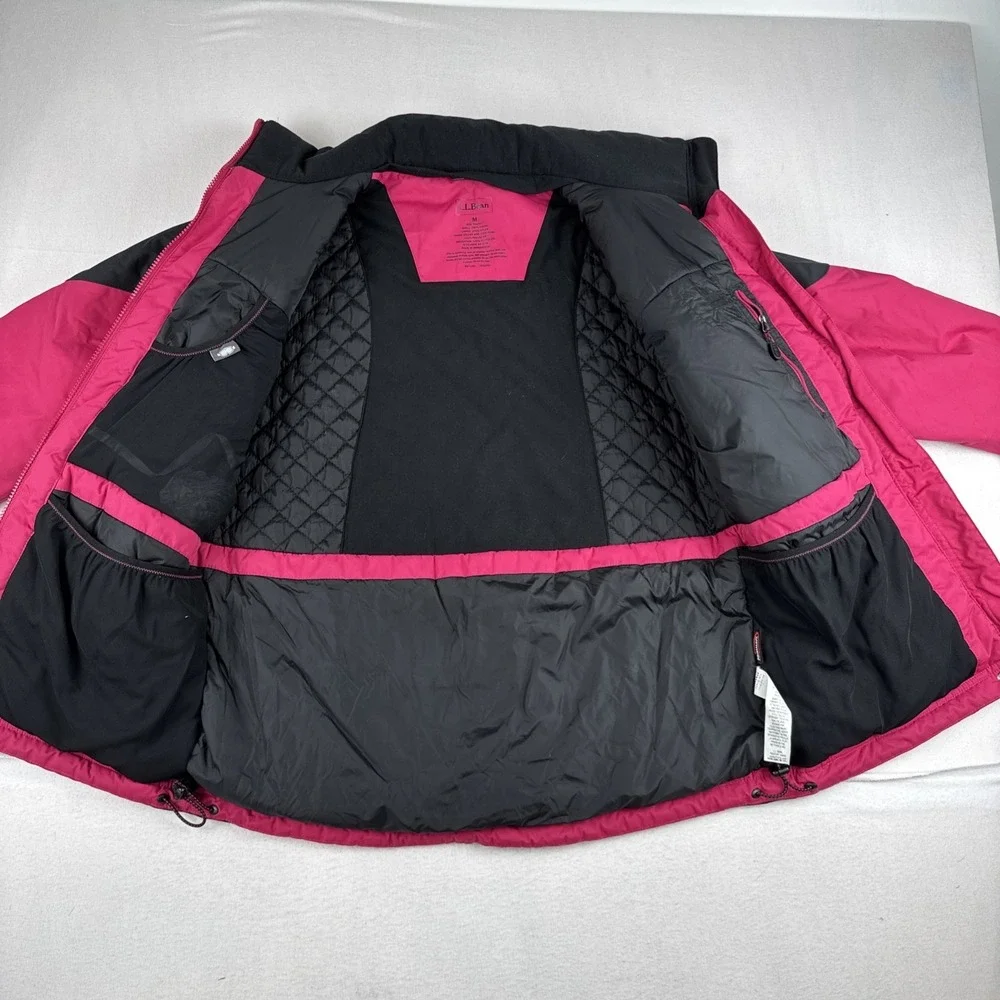 LL Bean Womens Pink Ski Snow Windbreaker Jacket Medium Primaloft Outdoor